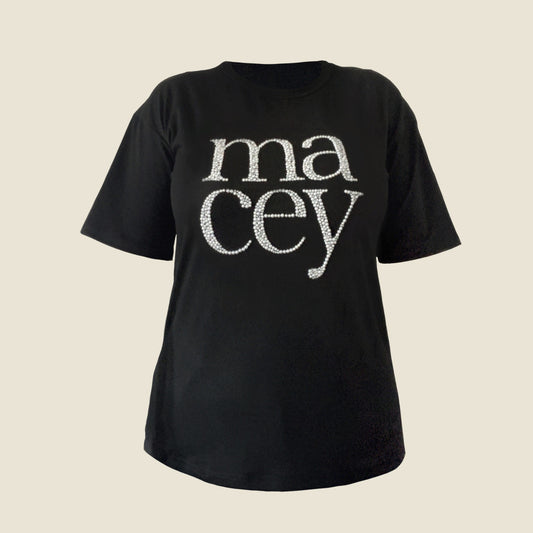 Macey Pearl Logo T-Shirt in Black
